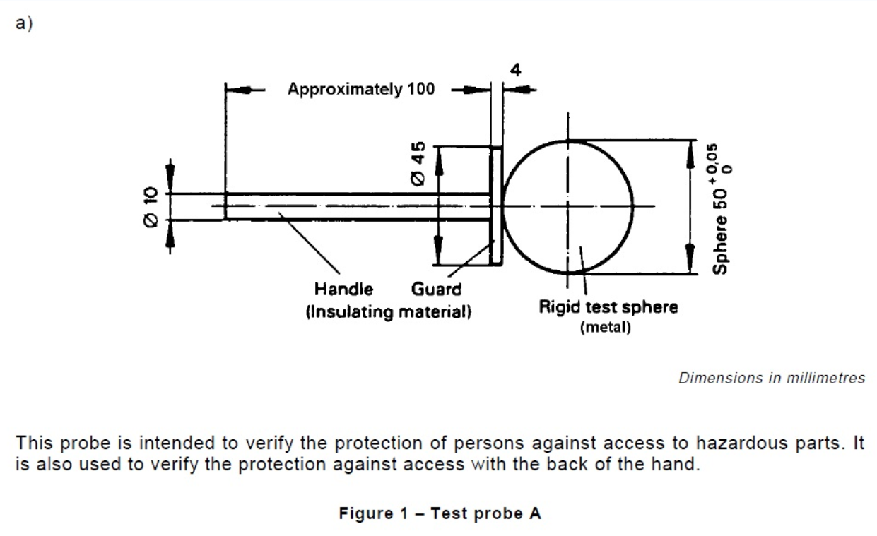 IP Testing Equipment Test Probe A Made Of Nylon Handle And Steel Ball IEC60529 IP1