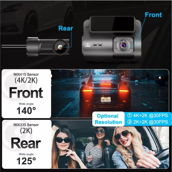 RGB AHD Dual Lens GPS Wifi Dash Cam With Speed And GPS Motion Detection