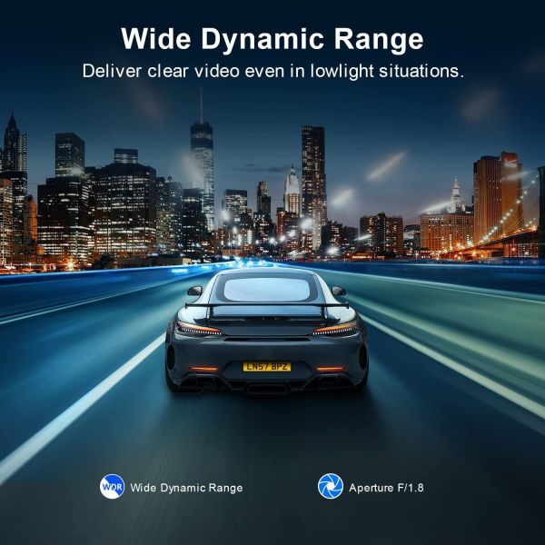 70mi Dash Cam Dual Lens 4K UHD Recording Car Camera DVR Night Vision WDR Built-In GPS Wi-Fi G-Sensor Motion Detection