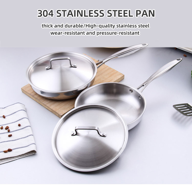 Extra Strong Stovetop Frying Pan Stainless Steel With Lid