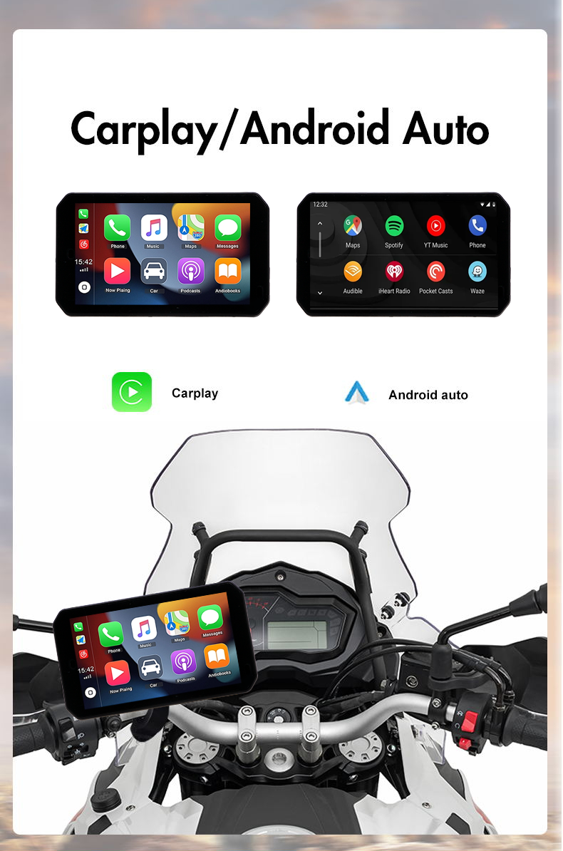 IP67 Waterproof 5 Inch IPS Screen Motorcycle GPS Navigation for CarPlay / Android Auto