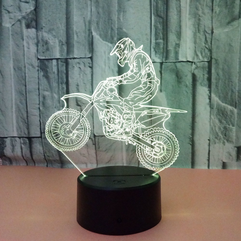 3D LED motorcycle night light Colorful visual stereo gradient touch remote control small table lamp