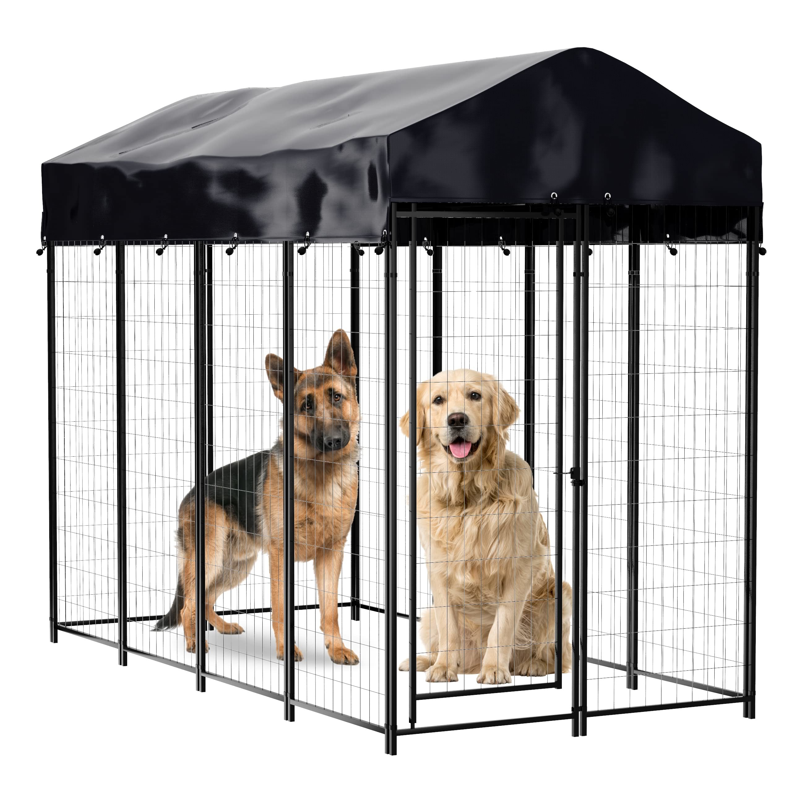 Buy cheap Removable Tray Heavy Duty Outdoor Dog Kennel Black Steel product