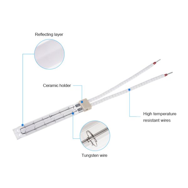 200-4000W Twin Tube Infrared Heating Lamp with 3000-5000h Lifespan and 55-575V Voltage