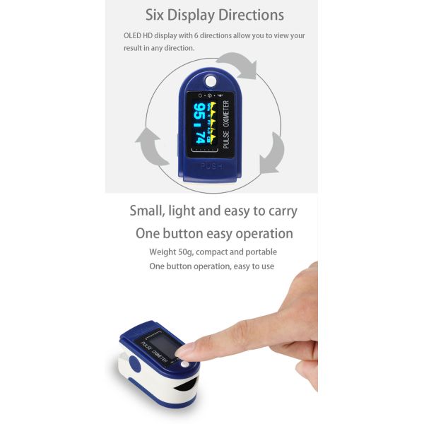 Home Portable Finger Clip Oximeter OLED Display 8 Seconds Fast Measurement