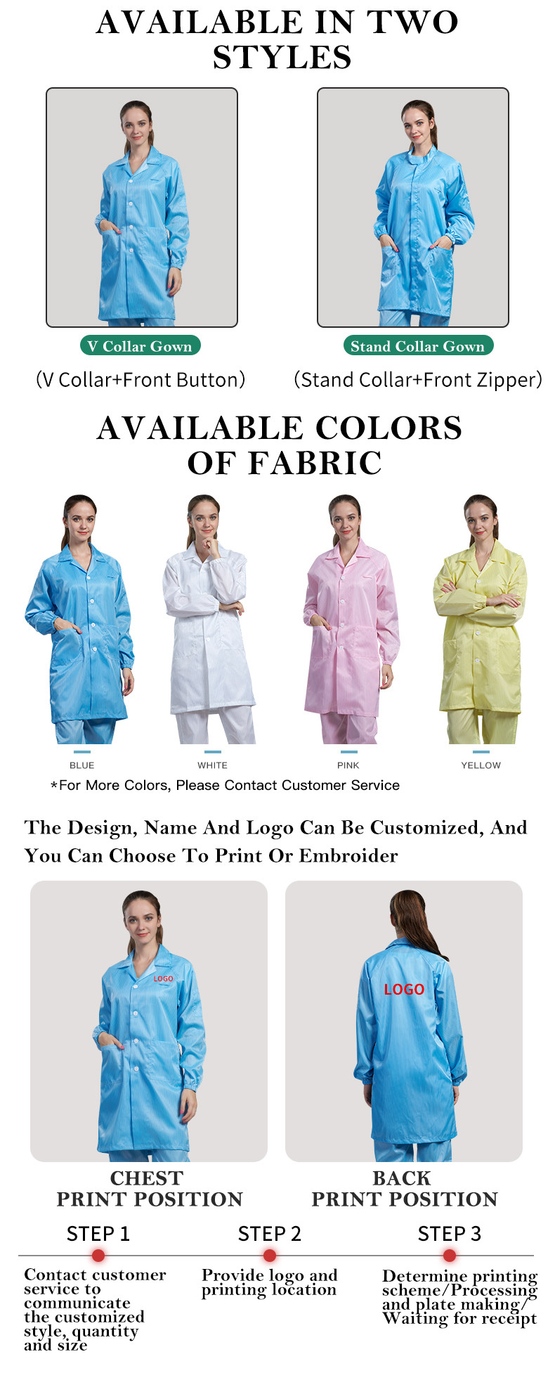H-1104 Cleanroom ESD Anti-static Gown Conductive Fiber Fabric Dust-proof Breathable Workwear for Electronics Semiconductor Pharmaceutical Laboratory