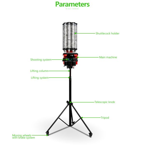 180 Balls Automatic Badminton Shoot Machine With Elevation Angle For Feeding Launching