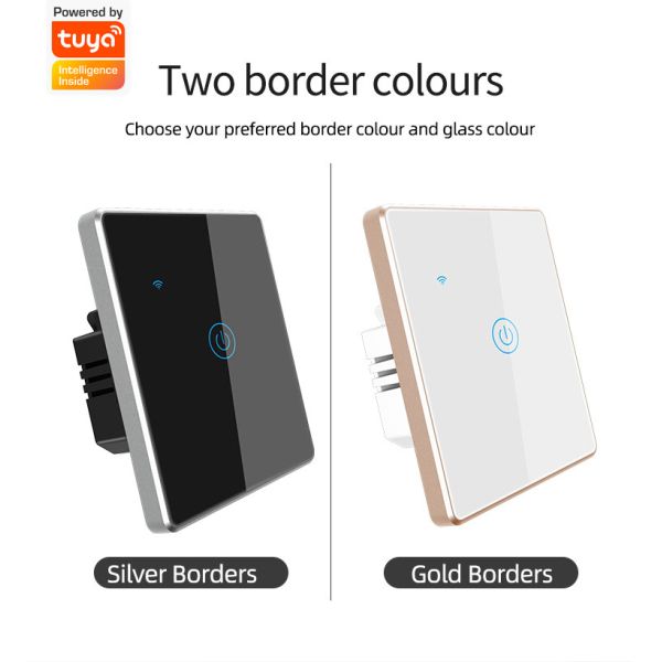 EU/US Standard Metal Bezel 4 Gang Household Switch Remote Smart Wall Light Switch Timer&Voice Control Support