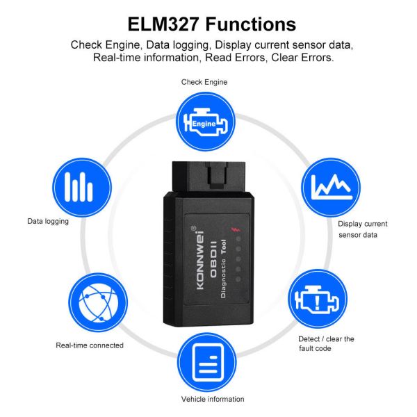 Mini Car diagnostic ELM327 wirelessScanner Bluetooth Auto 12V OBD2 EOBD protocol