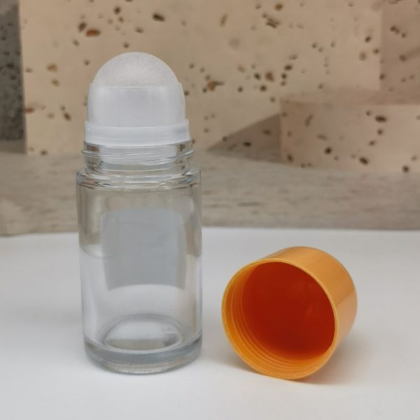 Empty Clear Deodorant Stick Container Thick Glass Roller Ball Essential Oil Bottle 50ml