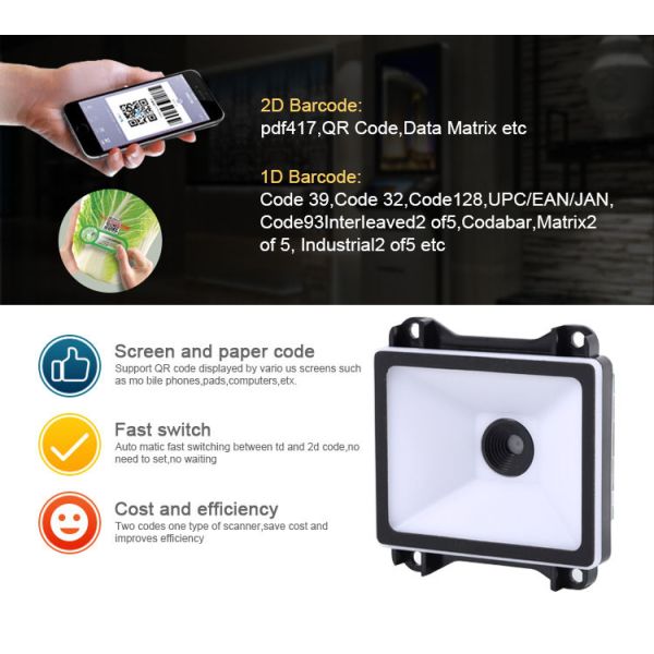 Fast scanner USB RS232 ccd QR code scanner module fixed mount laser scan engine CMOS for kiosks