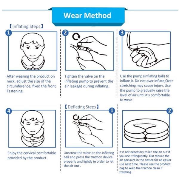 Adjustable neck cervical traction free size cervical collar soft in blue/red/purple/grey color