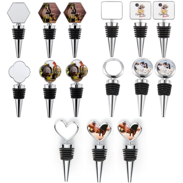 Multiple Shapes Sublimation Wine Bottle Stopper With Aluminum Insert Personalized Sublimation Gifts