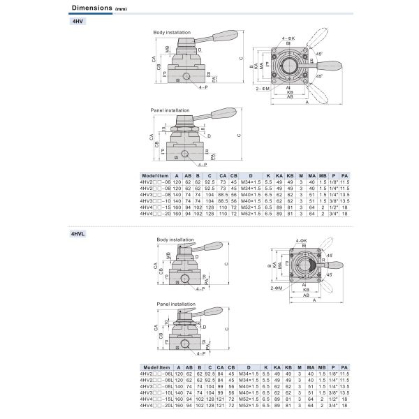 4HV230-08 145psi Pneumatic Manual Control Valve Hand Operated