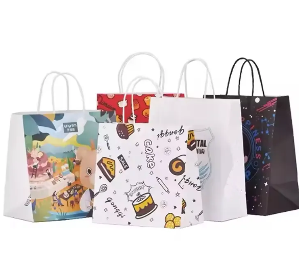 Plain Brown White Kraft Paper Bag With Twisted Handle Customized Paper Shopping Bags