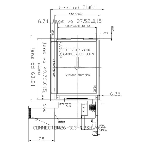 2.4 Inch Projected Capacitive Touch Display , Capacitive Multi Touch Panel 240x320 Dots