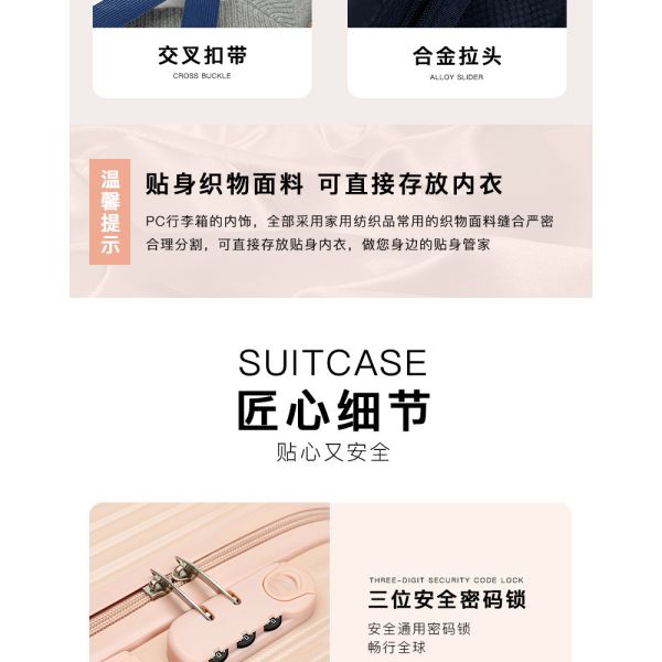 777 Pastel-Colored Suitcase with Multi-Directional Wheels Lightweight Pink Carry-On with Retractable Handle Combination Lock Travel Suitcase Trending