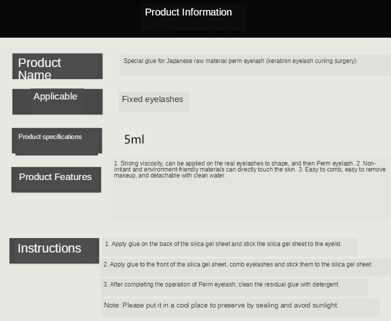 Transparent Waterproof 5ml Eyelash Extension Glue Eyelashes Perm Glue Adhesive