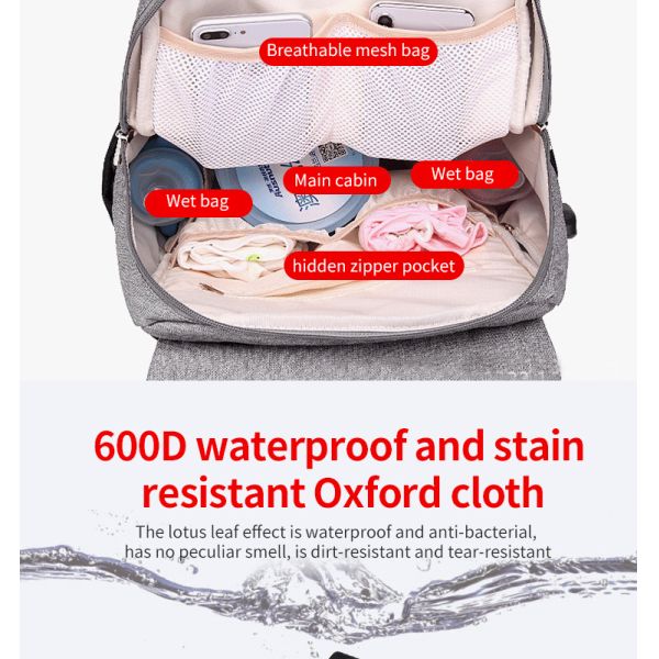 ISO9001 Fashion Mummy Maternity Nappy Diaper Bag Backpack With USB