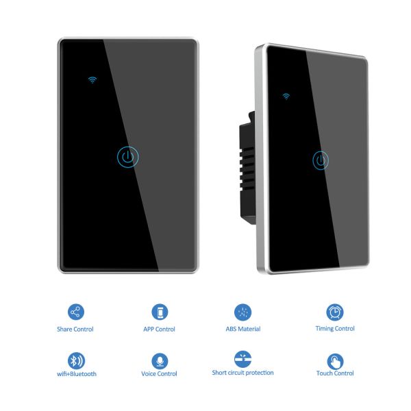 120 140V Touch Switch 2 Way Smart Light Switch No Neutral ROHs