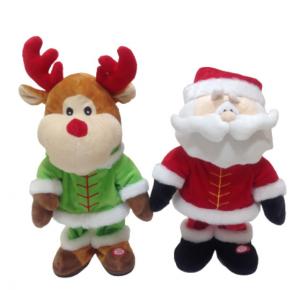 Buy cheap 31cm 12.2 Inch Singing Dancing Stuffed Animals Father Christmas Soft Toy Reindeer product