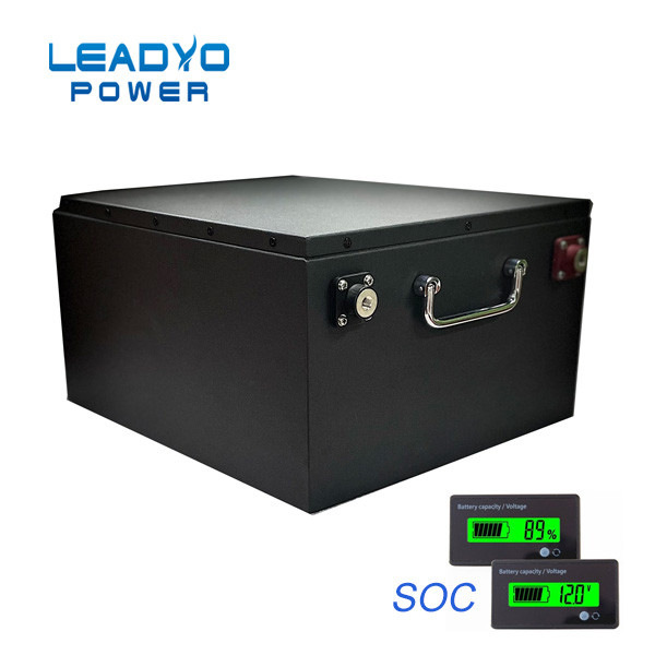 12V Lithium Ion Deep Cycle RV Battery Black Metal Case With Smart BMS