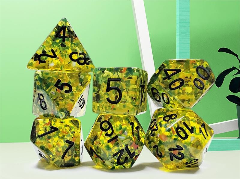 Yellow flash Resin Boarding Dice Set dnd dice