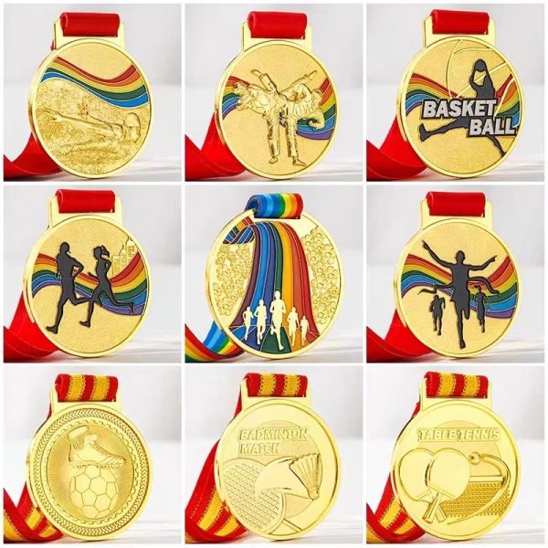 Wholesale customized design die casting gold medal medailles with ribbon