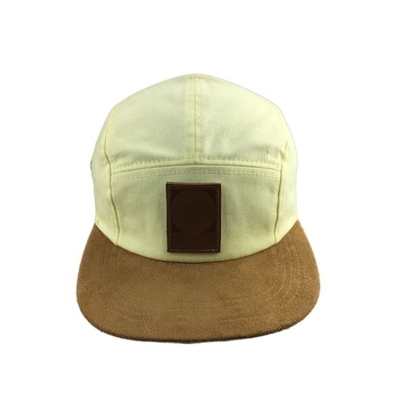 Embroidery Logo Five Panel Camp Cap With Flat Suede Visor Buckle Closure