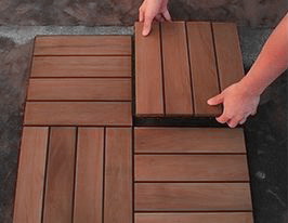 Garden Decking Tile, 300x300x23mm Outdoor Bamboo Flooring,Decking Tile Unit Series,Matt Finish