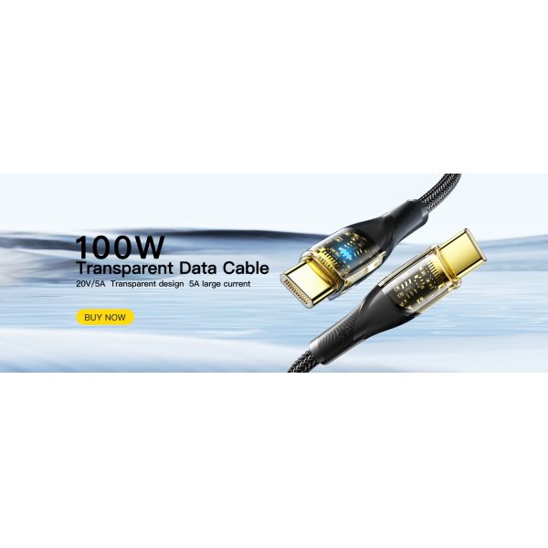 Type C To C USB Charging Cable Transparent 480Mbps 60W 100W Phone Cable