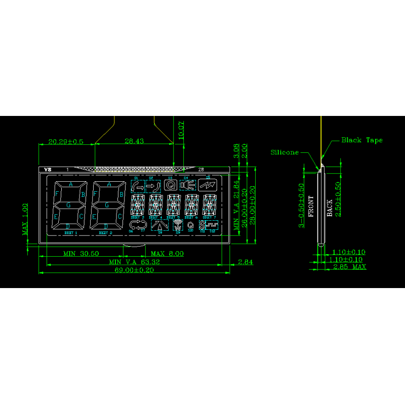 Transmissive Negative Mode Custom Lcd Panel 6 O' Clock Viewing Angle