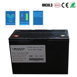 China Smart Lithium ion Boat Battery 12v 80Ah  Deep Cycle Lifepo4 Marine Batteries with Bluetooth app on sale