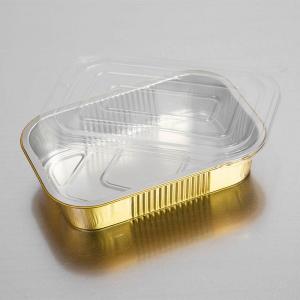 China 450ml Disposable Gold Aluminum Food Container Tray Food Box With Lids on sale