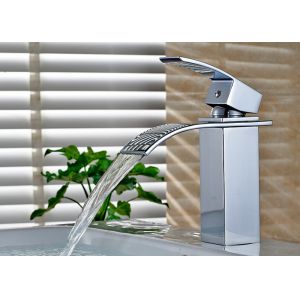 Buy cheap ROVATE Deck Mounted Single Hole Bathroom Basin Faucets Waterfall Wash Mixer product