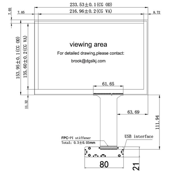 10.1'' USB-Interface PCAP Projected Capacitive Touch Screen COB Type For Touchscreen Industrial Monitor