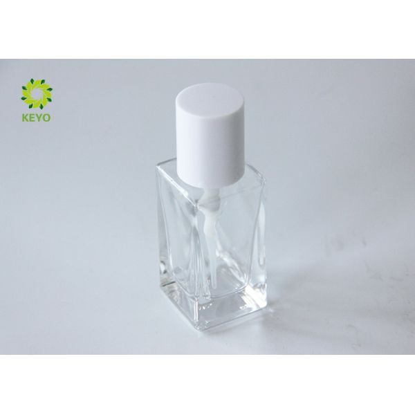 30ml Clear Glass Liquid Foundation Bottle Square Shape With White Pump Cap