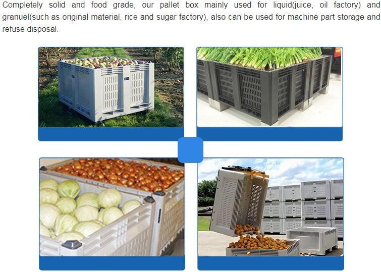 Standard sizes HDPE large collapsible plastic pallet box, Heavy duty industry storage use collapsible plastic mega bin
