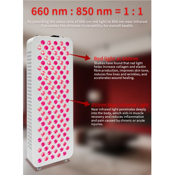 Custom 120 LEDs RED NIR 660nm 850nm Red Light Lamp 600W Led Infrared Red Light Therapy for Face Neck