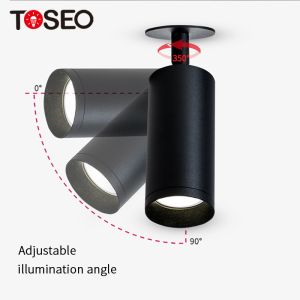 Cylinder Surface Mounted Spotlight Adjustable Black Aluminium GU10 Downlights