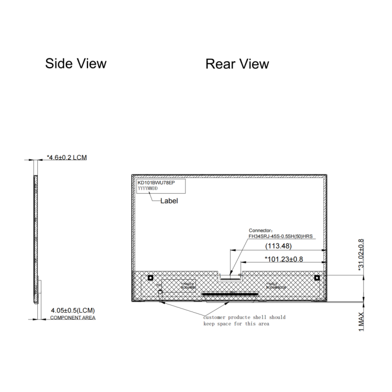 10.1 inch 1920*1200 LVDS Interface industrial LCD Display
