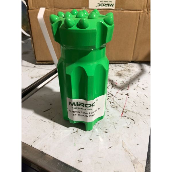 Green T45 Retrac Body Button Drill Bit With 14 Carbide Diameter 76mm