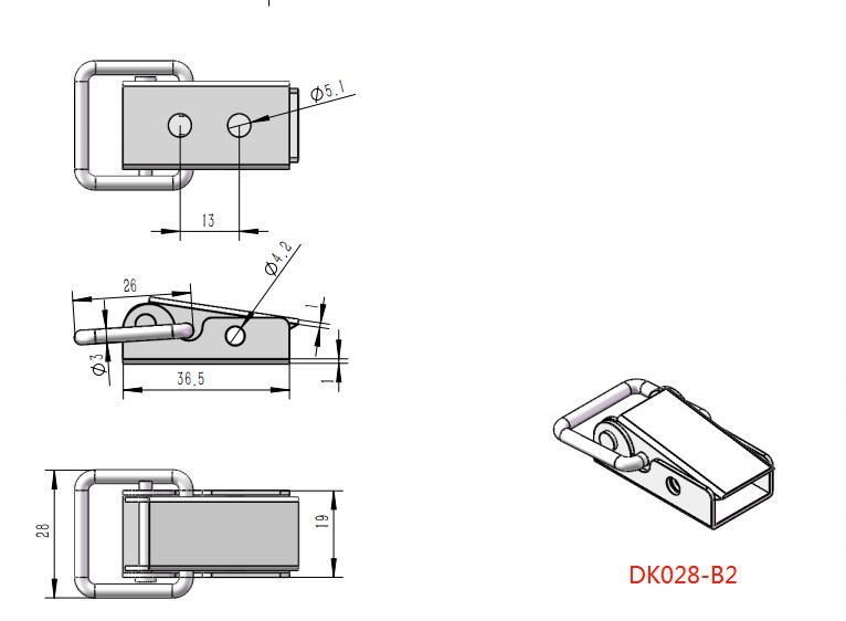 DK028 Small Bridge Cover Plate Stainless Steel Toggle Latch For Distribution Box