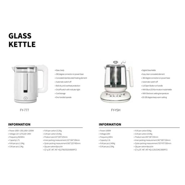 Multi Functional OEM Borosilicate Glass Body Fast Heating Glass Kettle