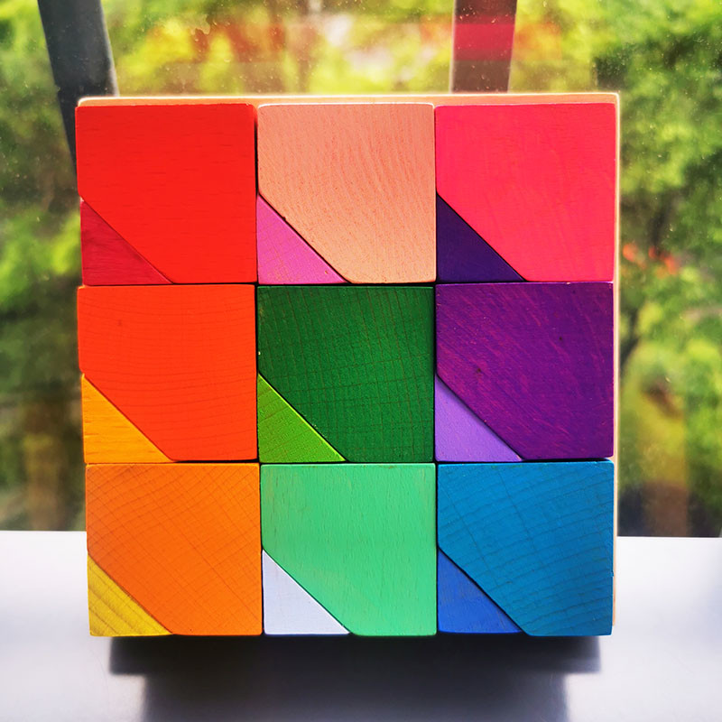 Buy cheap 2300g 4cm Rainbow Wooden Flower Puzzle Wooden Stone Stacking Game product