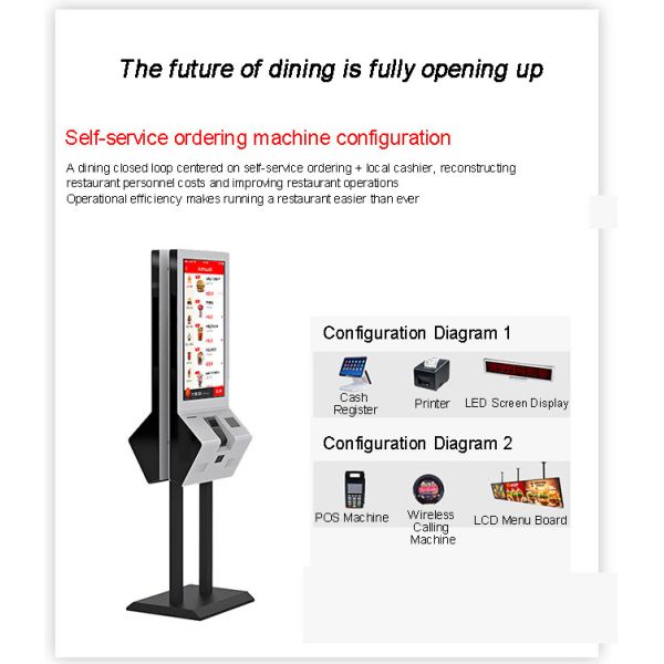 Slimline Self Ordering Kiosk 32in Self Service Pos Kiosk With Gesture Control