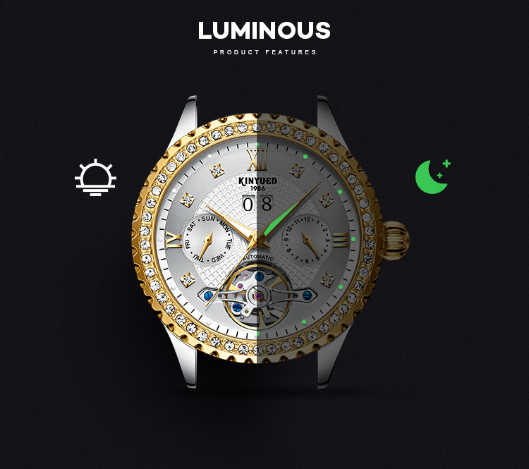 Diamond Case Luxury Mechanical Watches Calendar Date Display