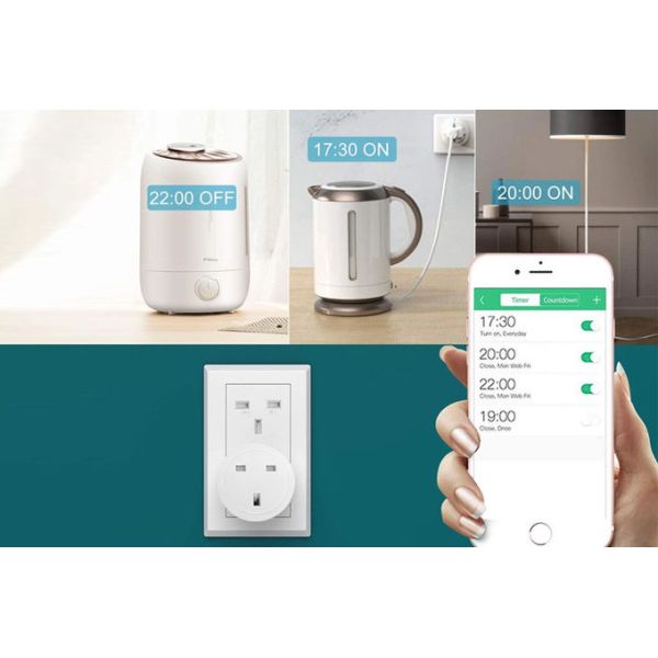 White PC ABS 16A Smart Wifi Plug Socket With CE RoHS Certification