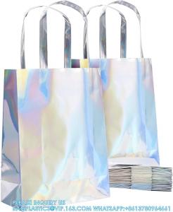 Buy cheap Holographic Foil Paper Gift Bags With Handles, Reusable Iridescent Gift Bags For Baby Shower, Birthday, Wedding product