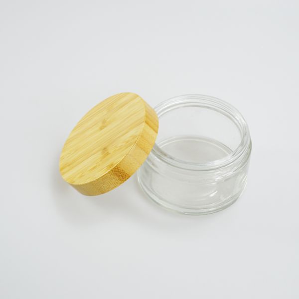200g Glass Cream Jar With Bamboo Lid for Product Body Butter in any color you want